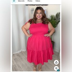 Plus Shirred Bodice Short Dress